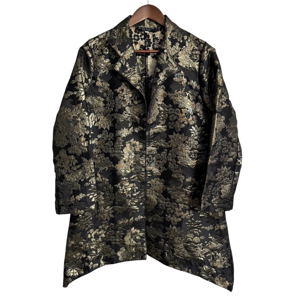 Bryn Walker Benedict jacket womens S 8 black gold floral tapestry jacquard Asian